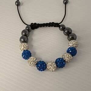Shamballa Blue and Silver Crystal Bracelet